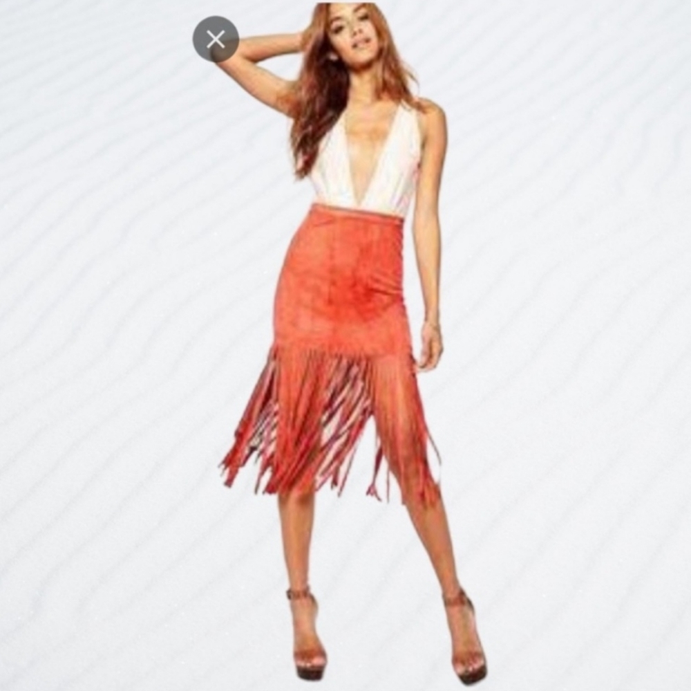 H&M Cochella red fringe trim skirt - Picture 10 of 13